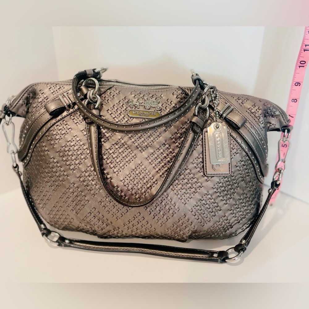Authentic Coach Madison 2 way woven leather bag (EUC)
